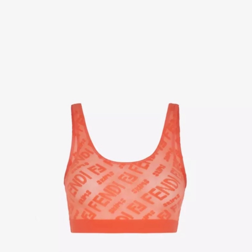 NEW FENDI X SKIMS Hosiery Bralette Georgia Bra Sheer Logo